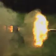 Closeup of .50 cal rifle firing