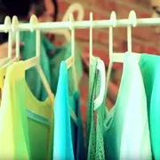 Clothes hanging on a rack